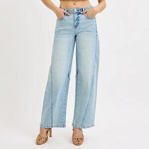 ✨NWT RISEN Full Size Mid Rise Fit Barrel Jeans Plus Size